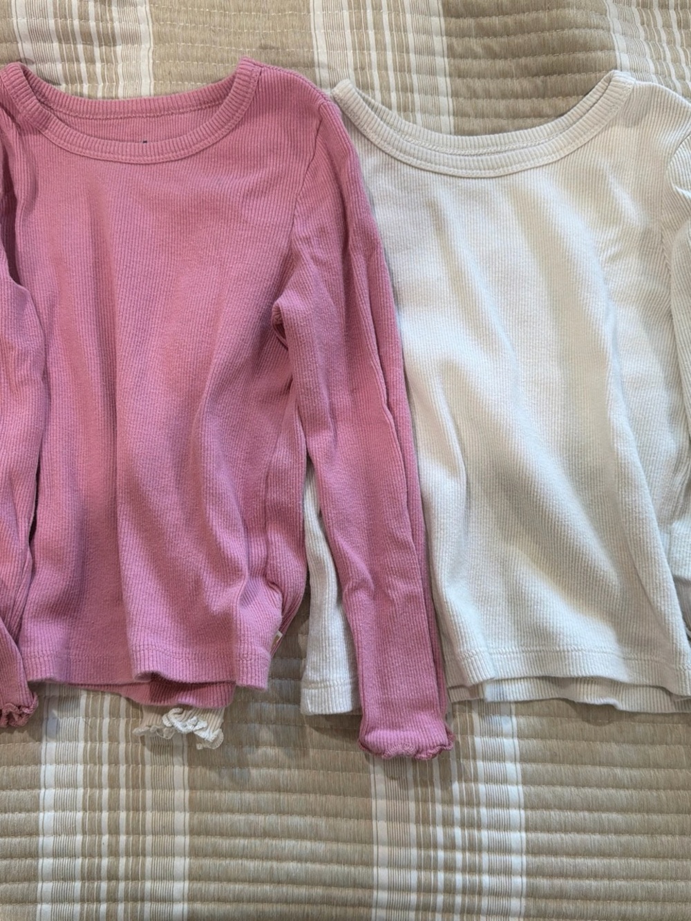 GAP Girls' Ribbed Long-Sleeve Tops - Pink & Cream
